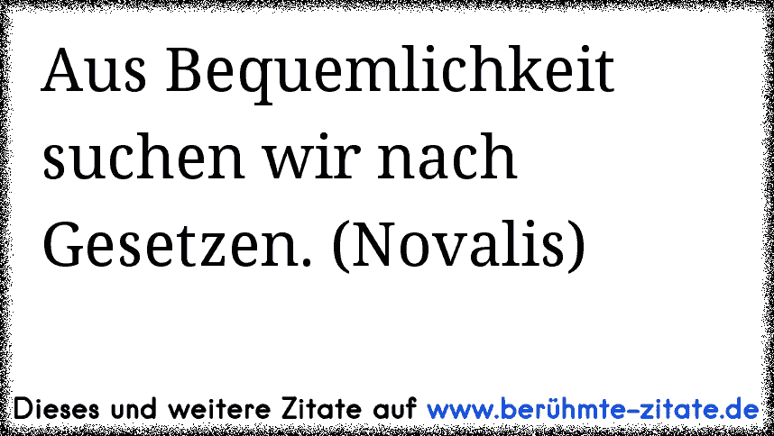 Aus Bequemlichkeit suchen wir nach Gesetzen. (Novalis)