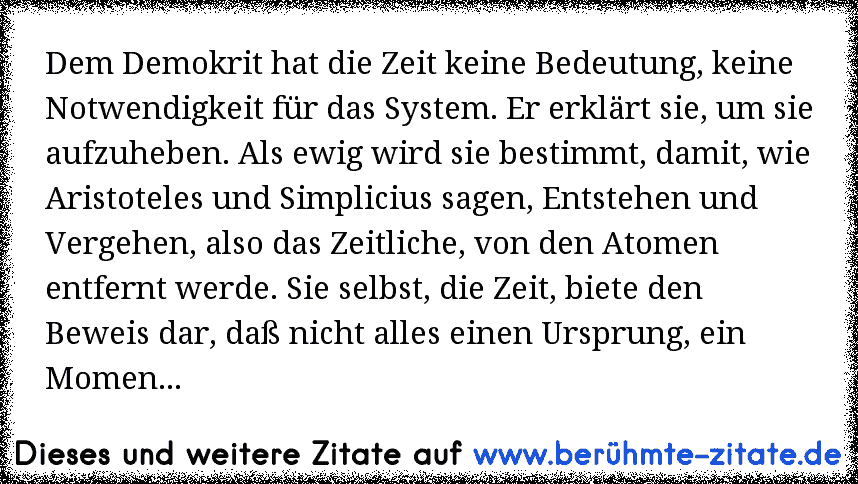 Dem Demokrit Hat Die Zeit Keine Bedeutung Keine